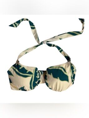 Shade & Shore green & cream floral underwire bikini top women’s 38 DD